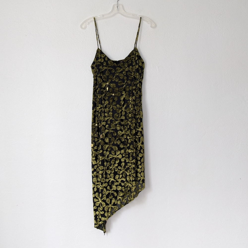 Vintage Romanosky Black And Green Velvet Dress